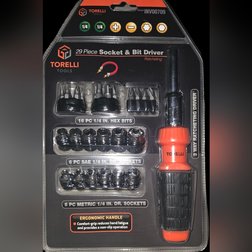 Torelli Socket & Bit Driver Set with Ergonomic Handle